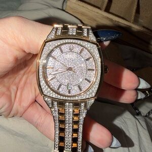Bulova Rose Gold Tone Men’s Crystal Pavé Bracelet Watch